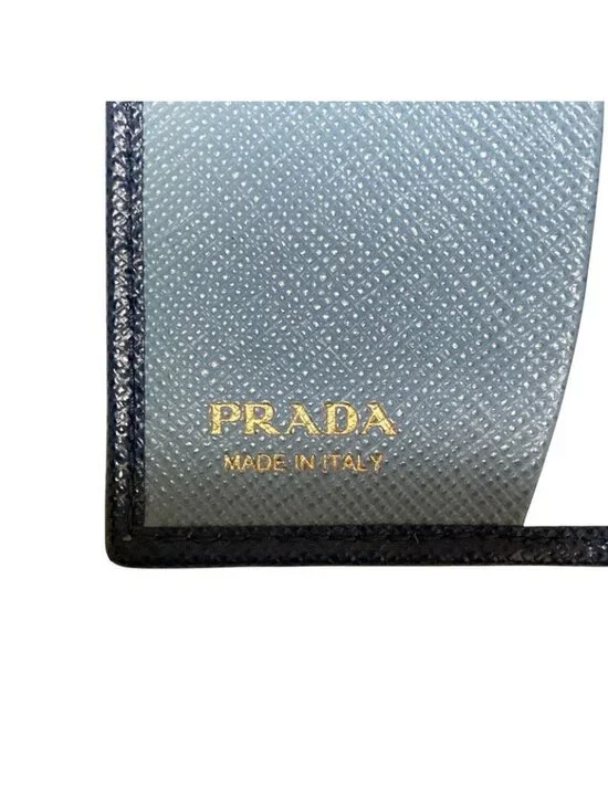 Prada Saffiano Multic Leather Compact Wallet Blue - Picture 7 of 9